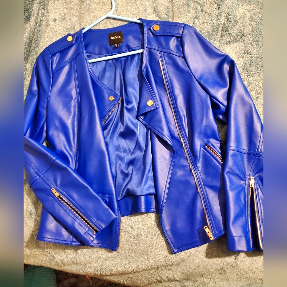 Electric blue bomber jacket